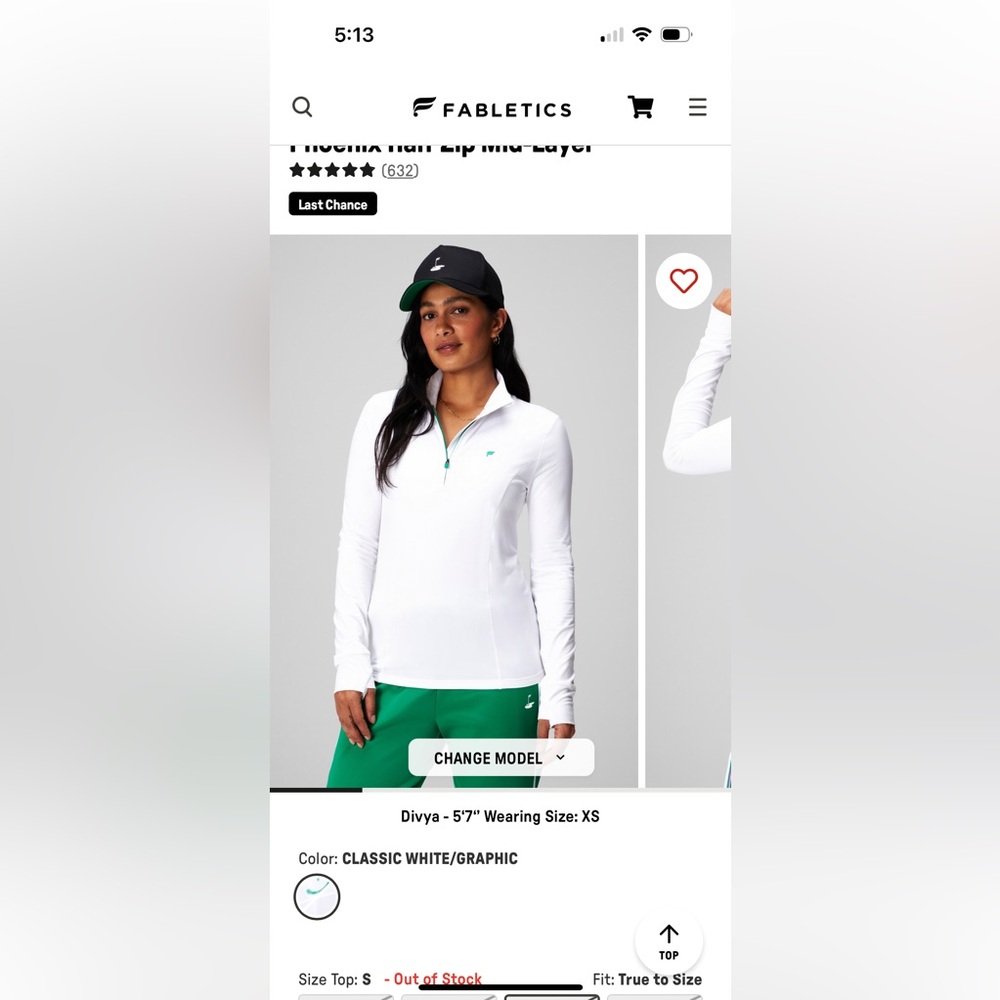 Fabletics Phoenix Half Zip Mid Layer Size Medium - image 1